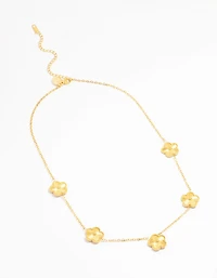 Waterproof Gold Plated Stainless Steel Flower Pendant Necklace