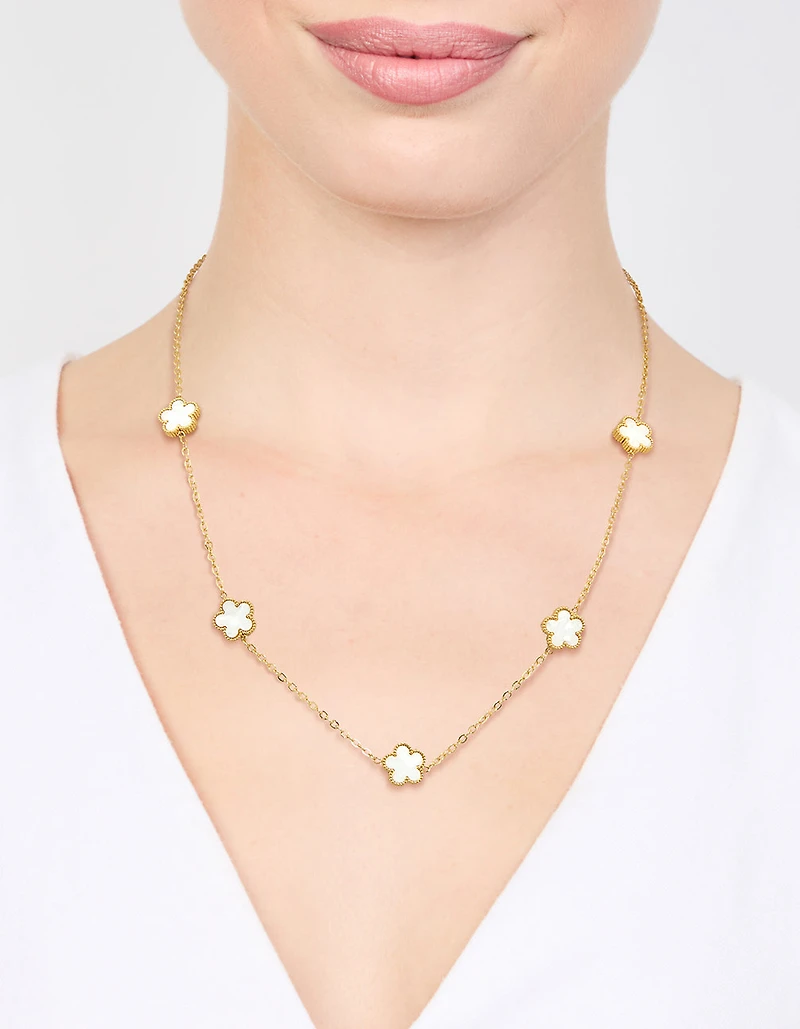 Waterproof Gold Plated Stainless Shell Petal Flower Pendant Necklace