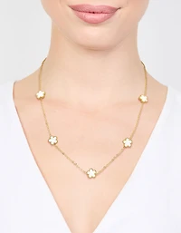 Waterproof Gold Plated Stainless Shell Petal Flower Pendant Necklace