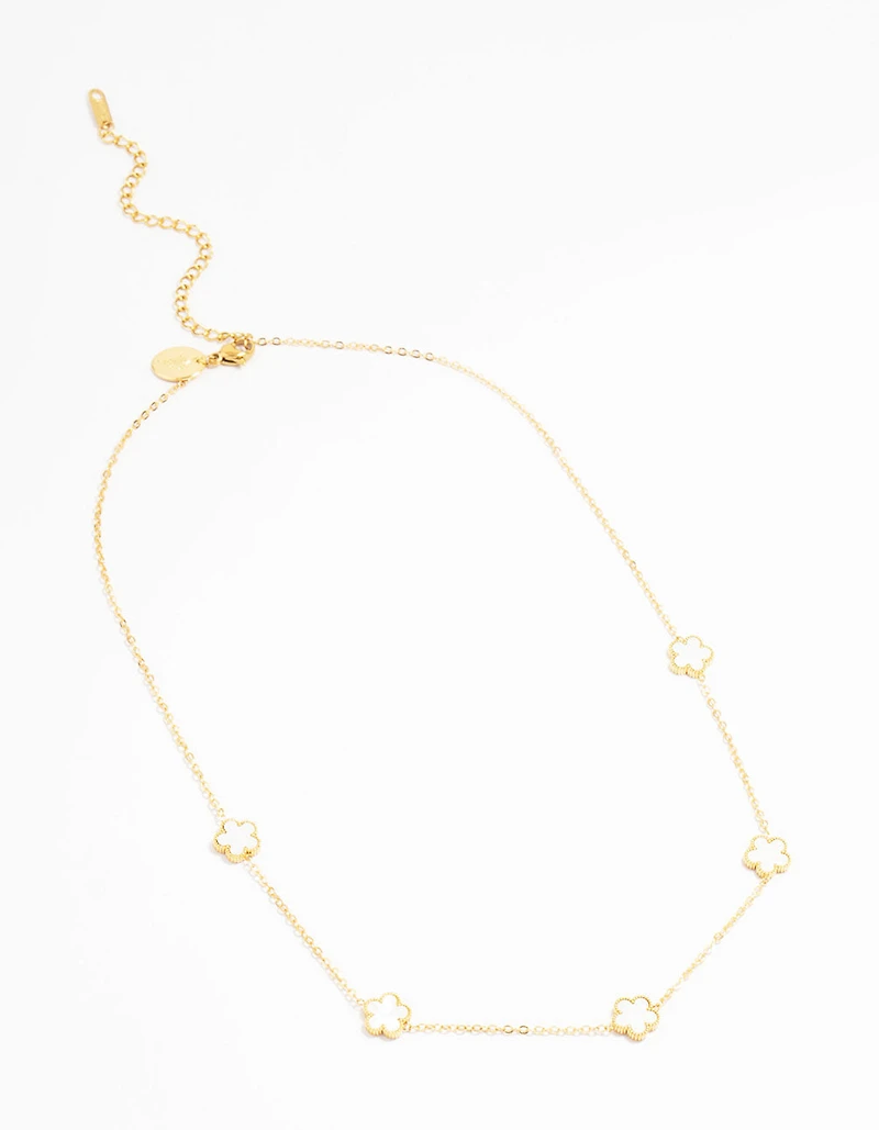 Waterproof Gold Plated Stainless Shell Petal Flower Pendant Necklace