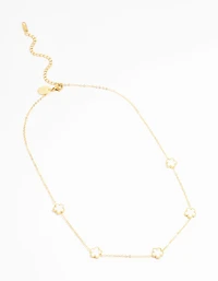 Waterproof Gold Plated Stainless Shell Petal Flower Pendant Necklace
