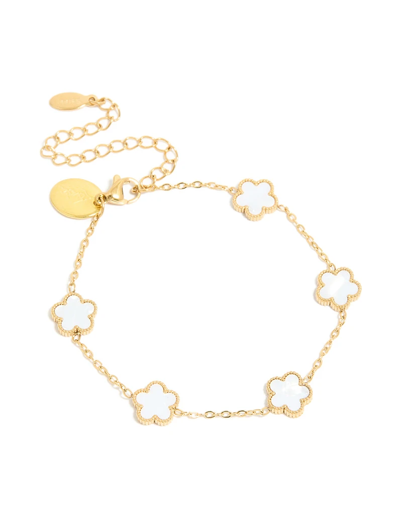 Waterproof Gold Plated Stainless Steel Flower Station Bracelet