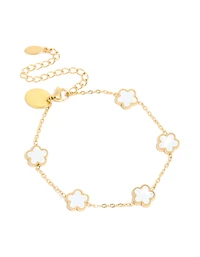 Waterproof Gold Plated Stainless Steel Flower Station Bracelet