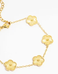 Waterproof Gold Plated Stainless Steel Five Petal Flower Bracelet