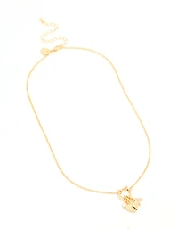 Gold Plated Bubble A & Heart Charm Necklace