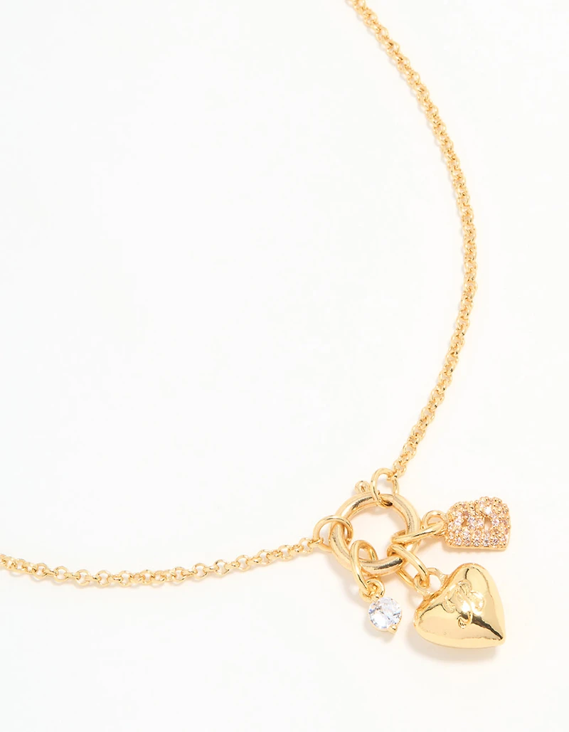 Gold Plated Bubble B & Heart Necklace