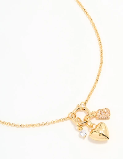 Gold Plated Bubble B & Heart Necklace