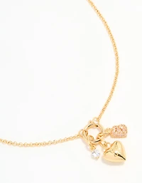 Gold Plated Bubble B & Heart Necklace
