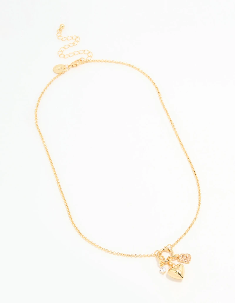 Gold Plated Bubble B & Heart Necklace