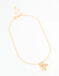 Gold Plated Bubble B & Heart Necklace