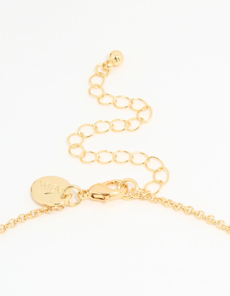 Gold Plated Bubble B & Heart Necklace