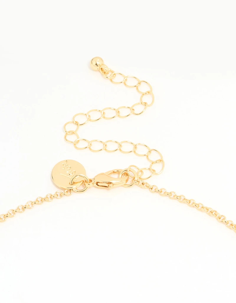 Gold Plated Bubble E & Heart Charm Necklace