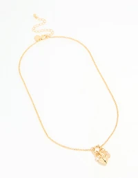 Gold Plated Bubble J & Heart Charm Necklace