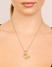 Gold Plated Bubble M & Heart Charm Necklace