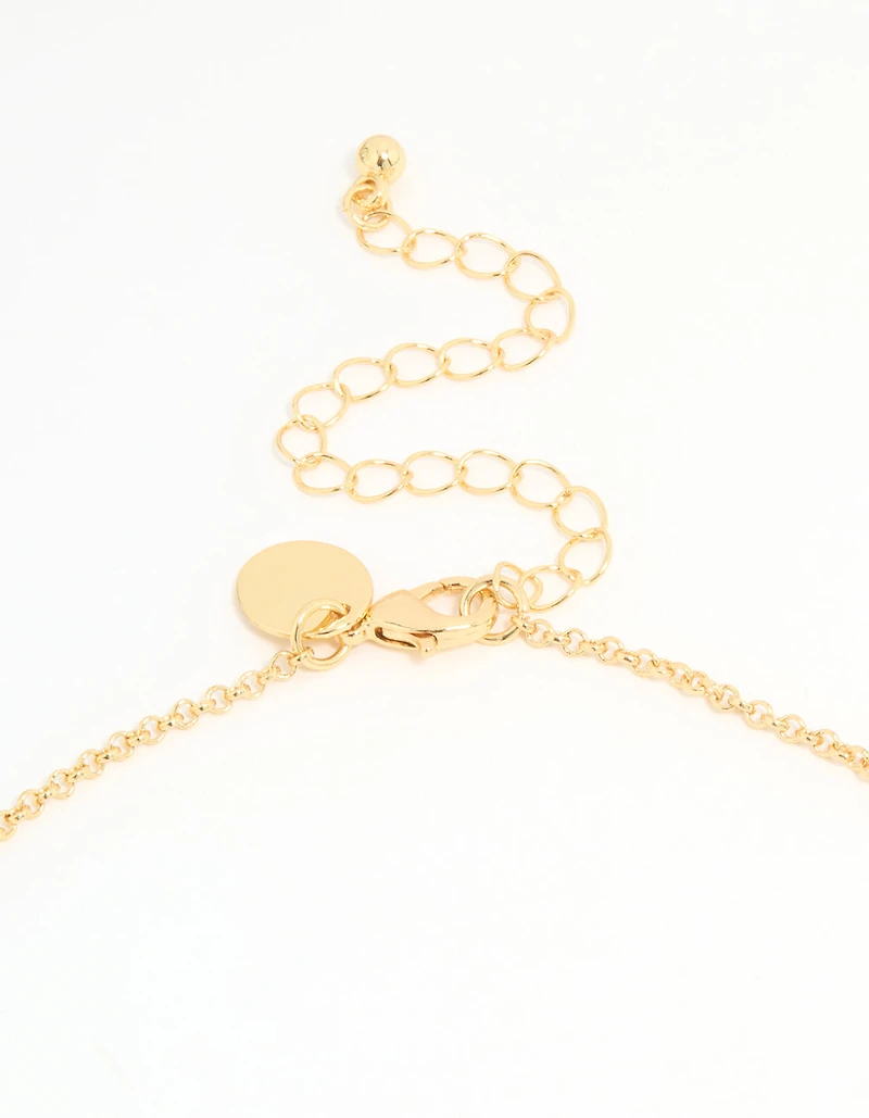 Gold Plated Bubble S & Heart Charm Necklace