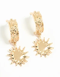 Gold Molten Sun Hoop Earrings