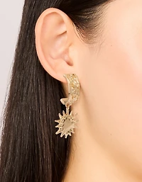 Gold Molten Sun Hoop Earrings