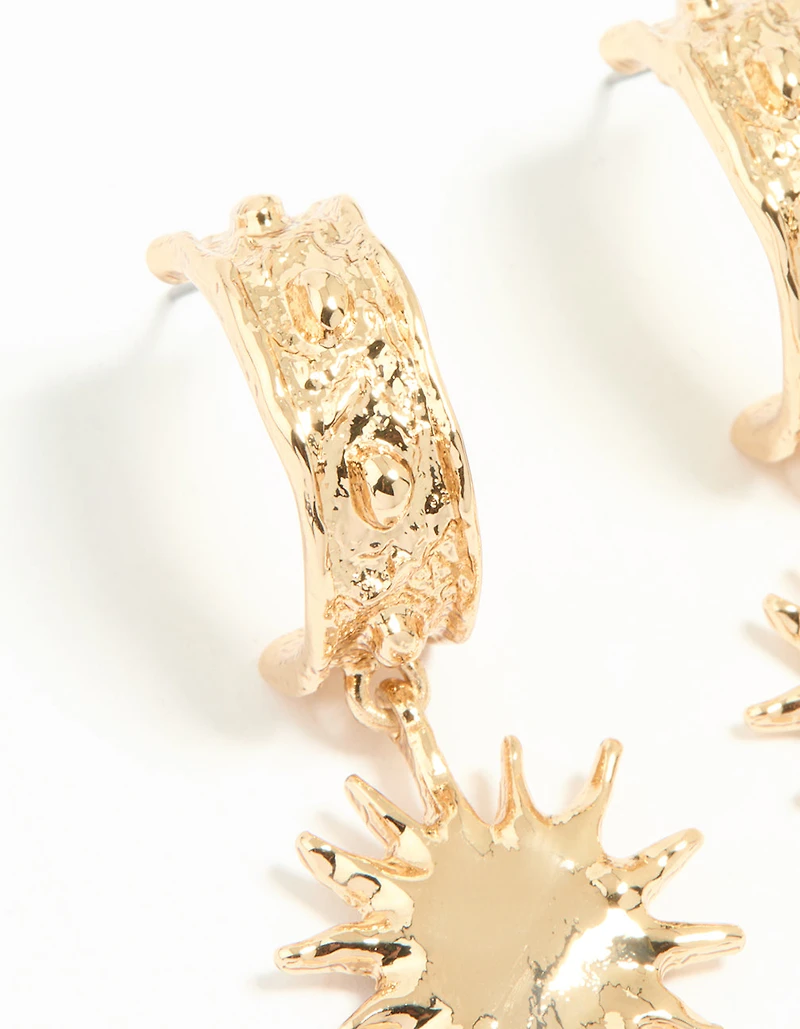Gold Molten Sun Hoop Earrings