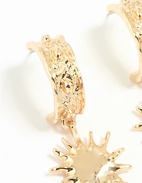 Gold Molten Sun Hoop Earrings