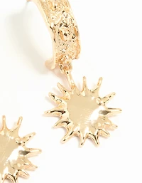 Gold Molten Sun Hoop Earrings
