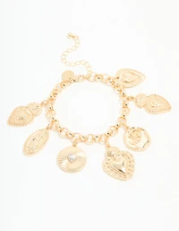 Gold Holy Heart Charm Bracelet