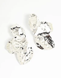 Silver Plated Half Flower Stud Earrings