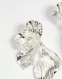 Silver Plated Organic Petal Stud Earrings