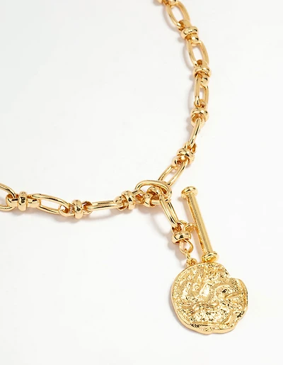 Gold Plated Coin Pendant T&O Necklace