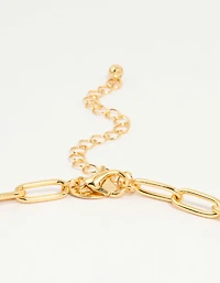 Gold Plated Paperclip Link Chain Y-Necklace