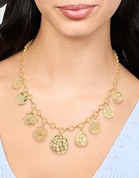 Collier pendentif à disque de pièces plaqué or
