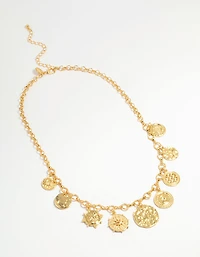 Collier pendentif à disque de pièces plaqué or