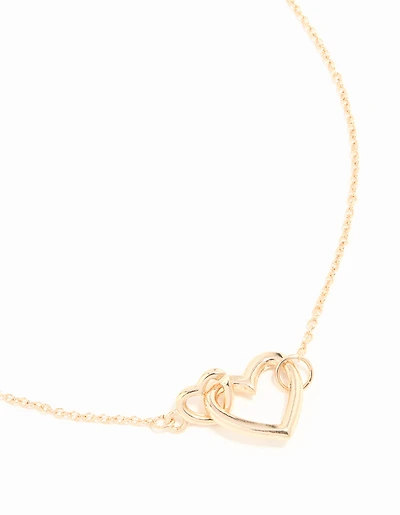 Gold Heart Link Pendant Necklace