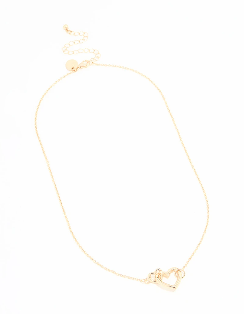 Gold Heart Link Pendant Necklace