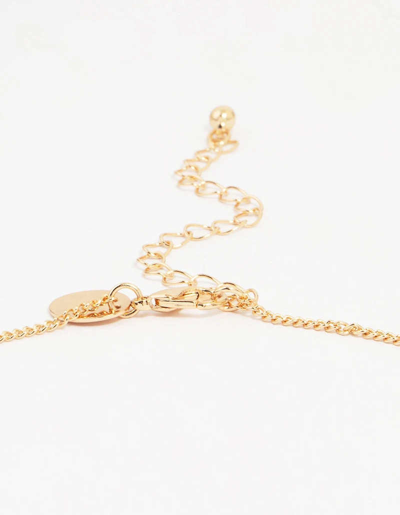 Gold Cubic Zirconia Textured Heart Pendant Necklace