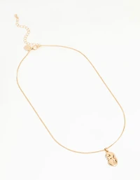 Gold Face Pendant Necklace