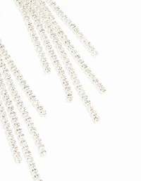 Silver Diamante Open Circle Cupchain Drop Earrings