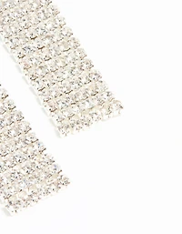 Silver Diamante Thick Straight Cupchain Drop Earrings
