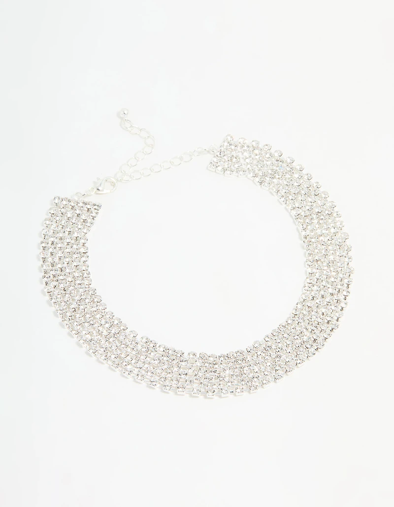 Silver Diamante Classic Choker Necklace