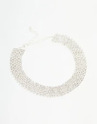 Silver Diamante Classic Choker Necklace