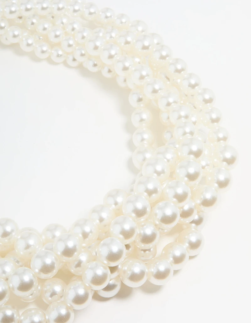 Silver Braided Pearl Layered Necklace