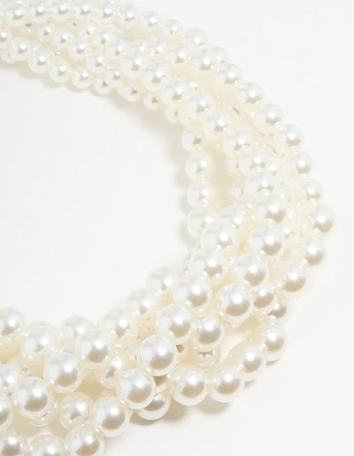 Silver Braided Pearl Layered Necklace