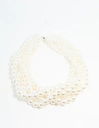 Silver Braided Pearl Layered Necklace