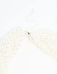 Silver Braided Pearl Layered Necklace