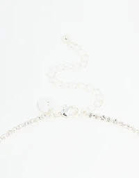 Silver Diamante Marquise Zigzag V Necklace & Earring Set