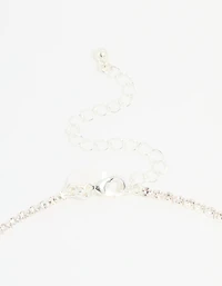 Silver Diamante Cupchain Tassel Vine Necklace & Earrings Set