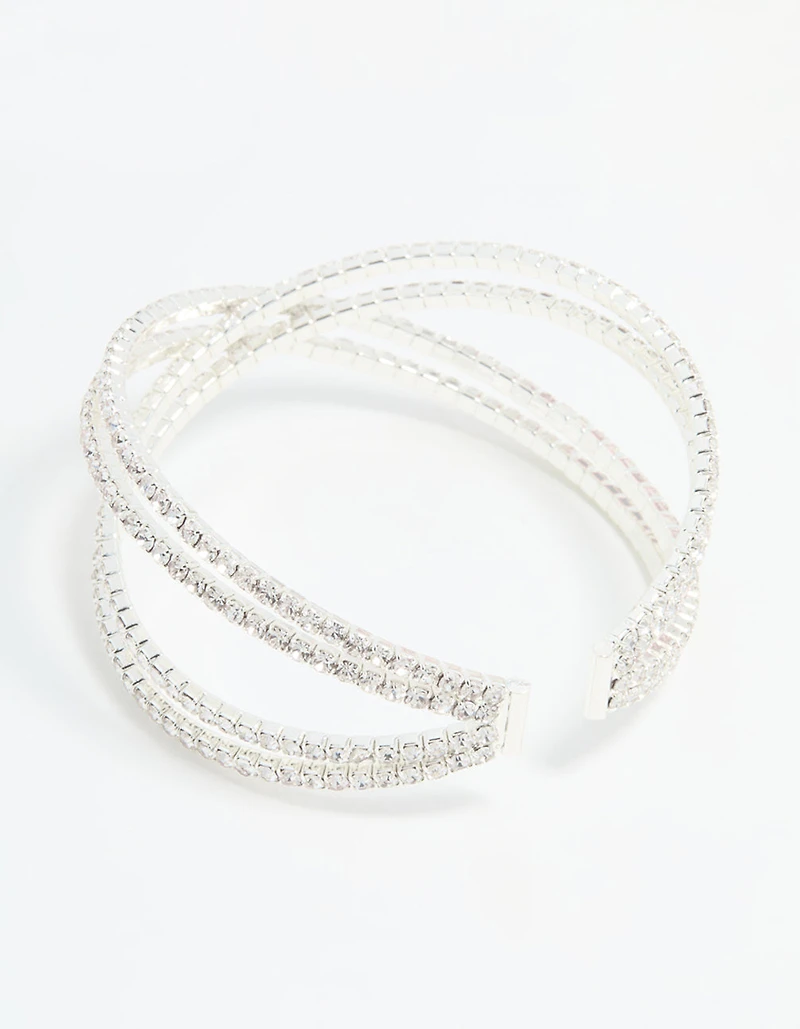 Silver Diamante Pavé Wrap Bangle