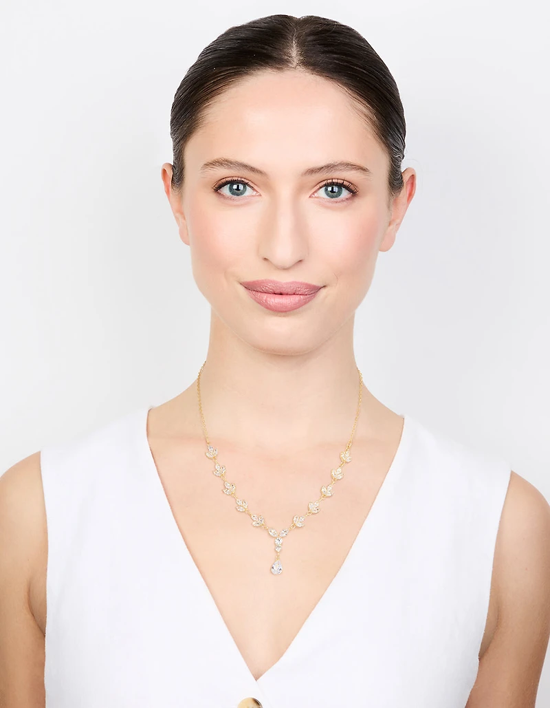 Gold Plated Cubic Zirconia Marquise Vine Y-Necklace