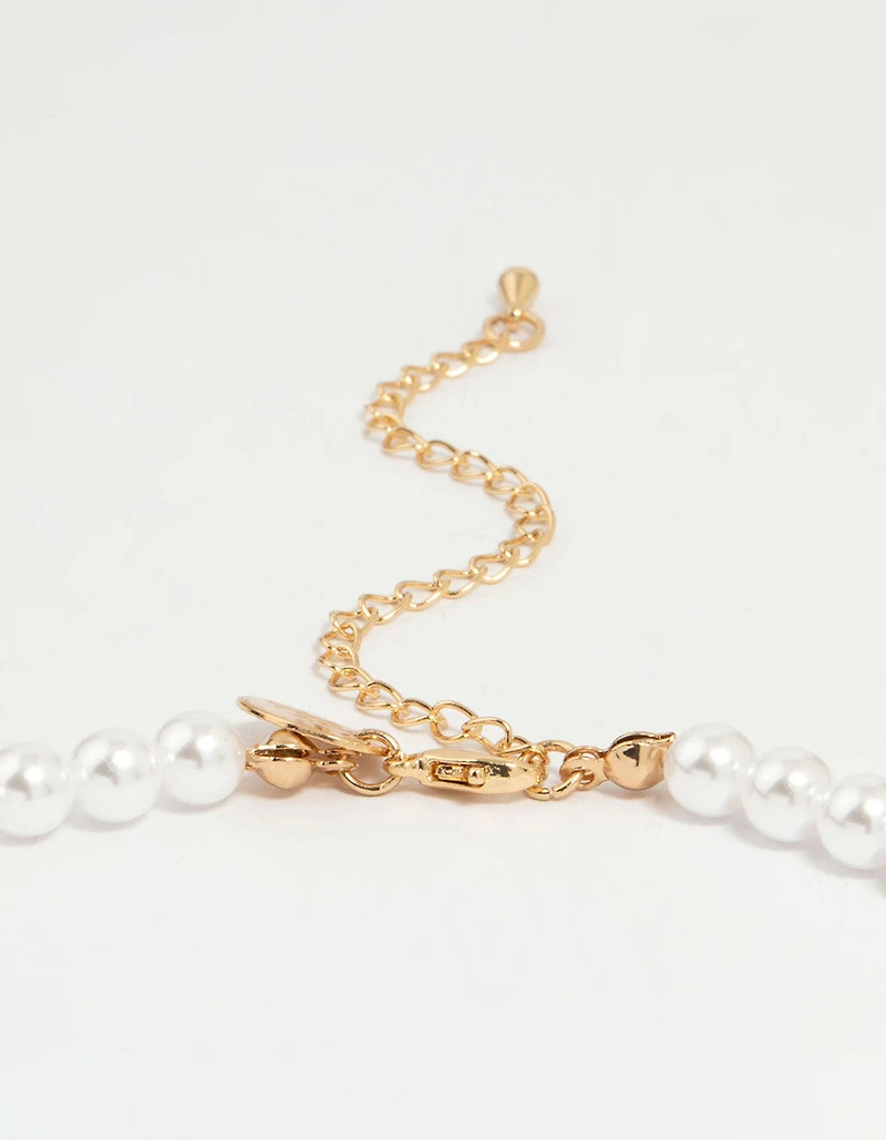 Gold Plated Pearl Cubic Zirconia Necklace