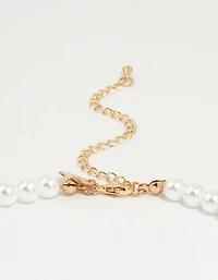 Gold Plated Pearl Cubic Zirconia Necklace
