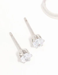 Silver Cubic Zirconia Stud & Huggie Earrings 3-Pack